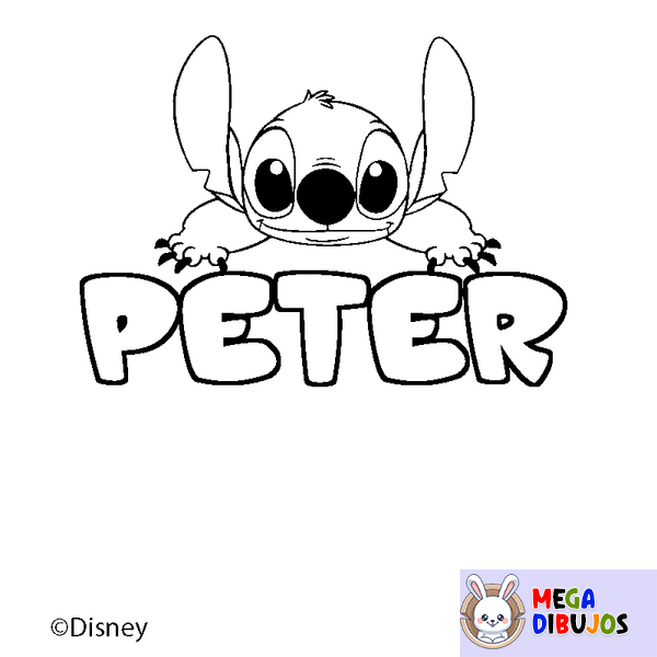 Coloraci&oacute;n del nombre PETER - decorado Stitch