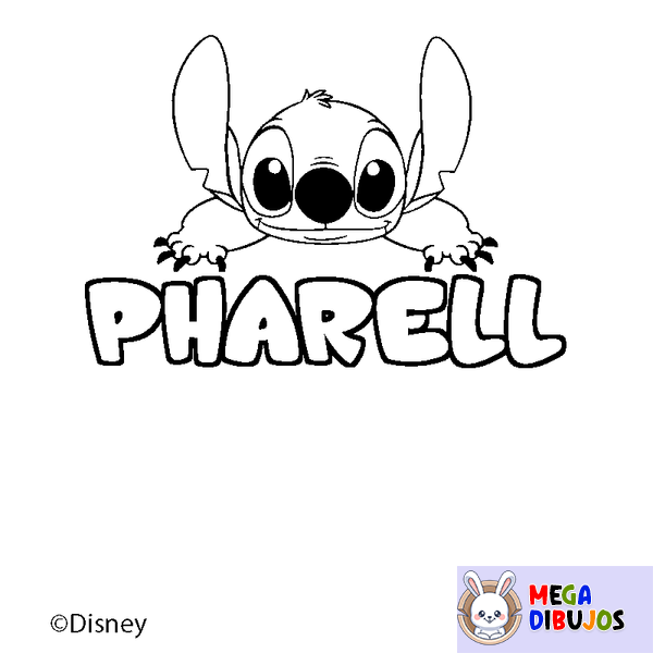 Coloraci&oacute;n del nombre PHARELL - decorado Stitch