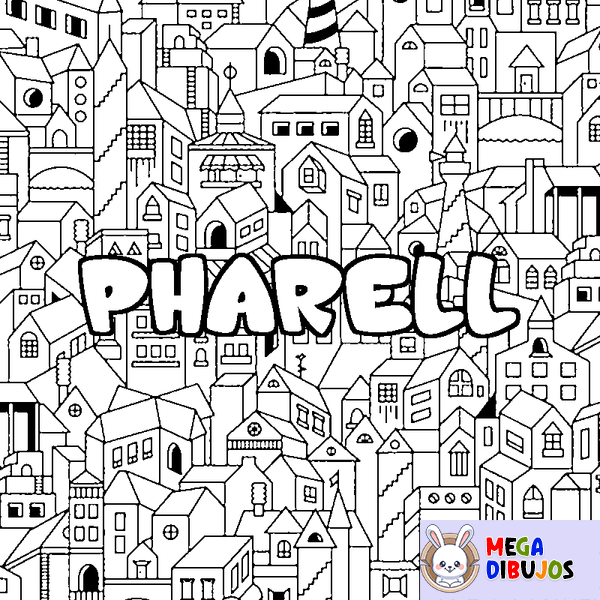 Coloraci&oacute;n del nombre PHARELL - decorado ciudad