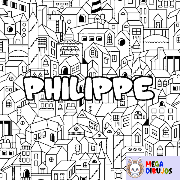 Coloraci&oacute;n del nombre PHILIPPE - decorado ciudad