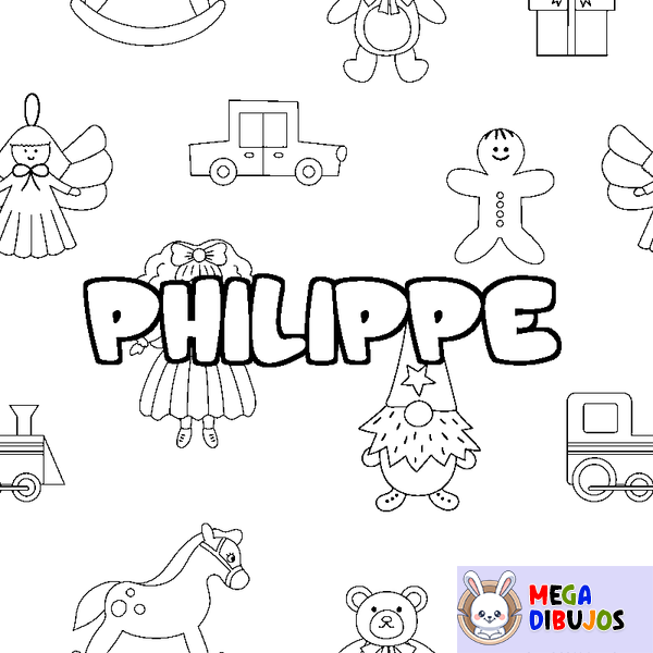 Coloraci&oacute;n del nombre PHILIPPE - decorado juguetes