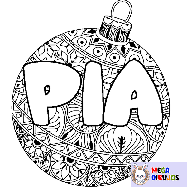 Coloraci&oacute;n del nombre PIA - decorado bola de Navidad