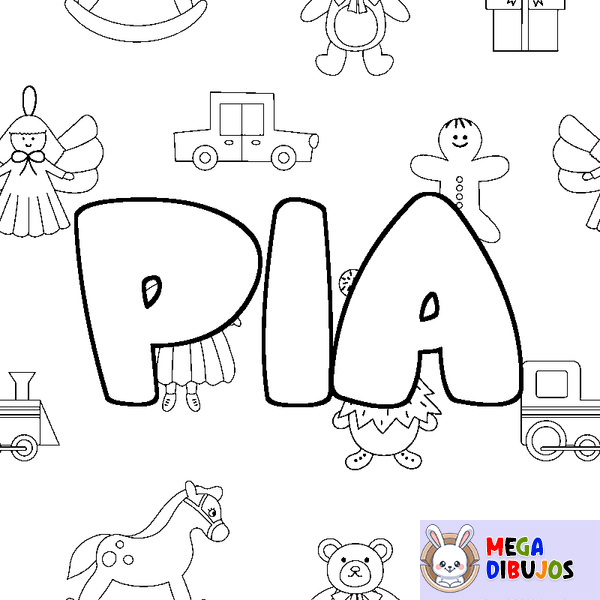 Coloraci&oacute;n del nombre PIA - decorado juguetes
