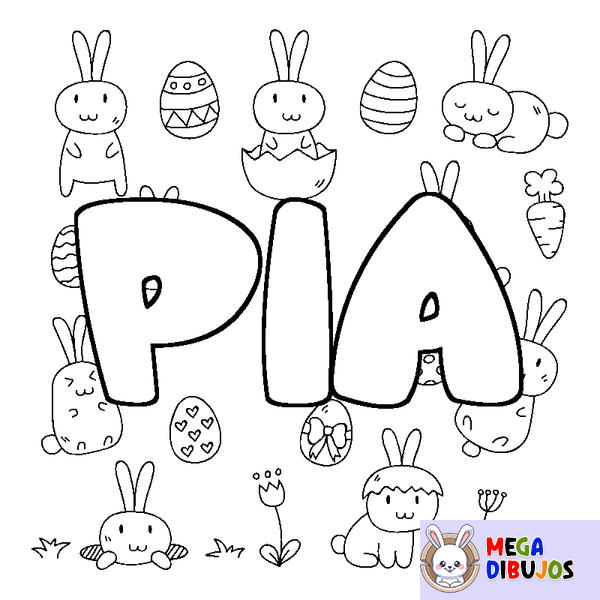 Coloraci&oacute;n del nombre PIA - decorado Pascua