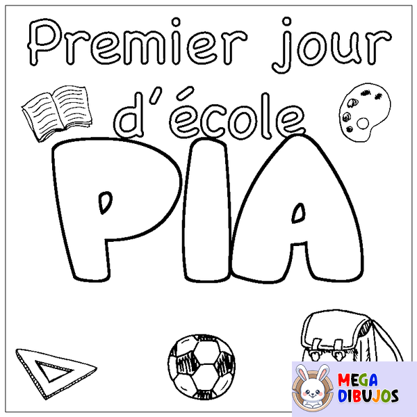 Coloraci&oacute;n del nombre PIA - decorado primer d&iacute;a de escuela