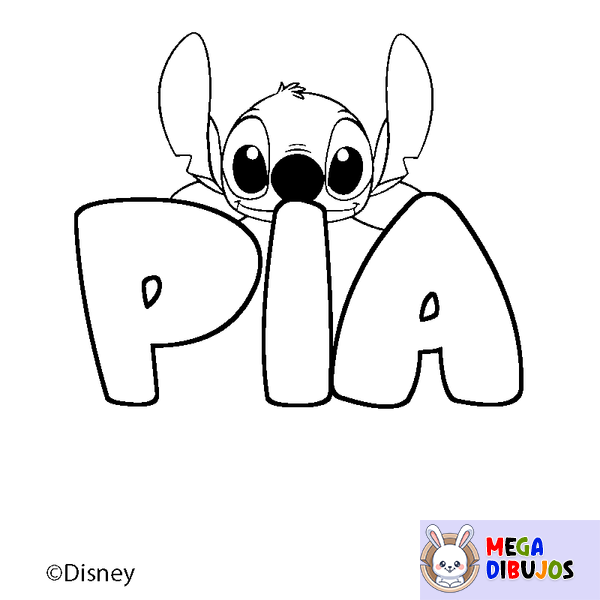 Coloraci&oacute;n del nombre PIA - decorado Stitch