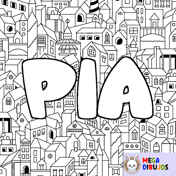 Coloraci&oacute;n del nombre PIA - decorado ciudad