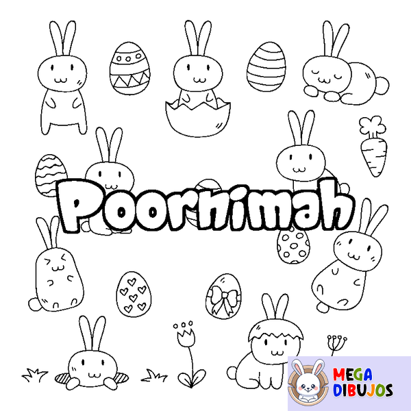 Coloraci&oacute;n del nombre Poornimah - decorado Pascua