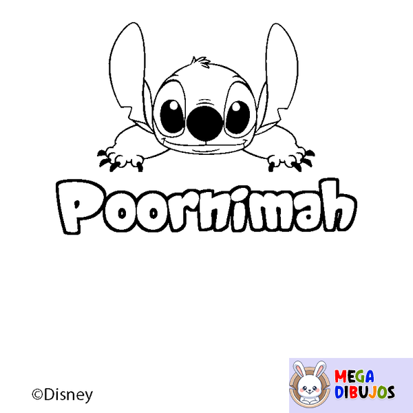 Coloraci&oacute;n del nombre Poornimah - decorado Stitch