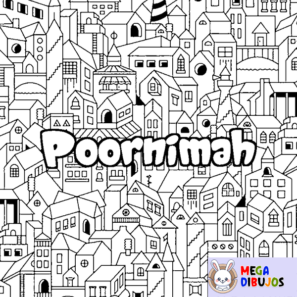 Coloraci&oacute;n del nombre Poornimah - decorado ciudad