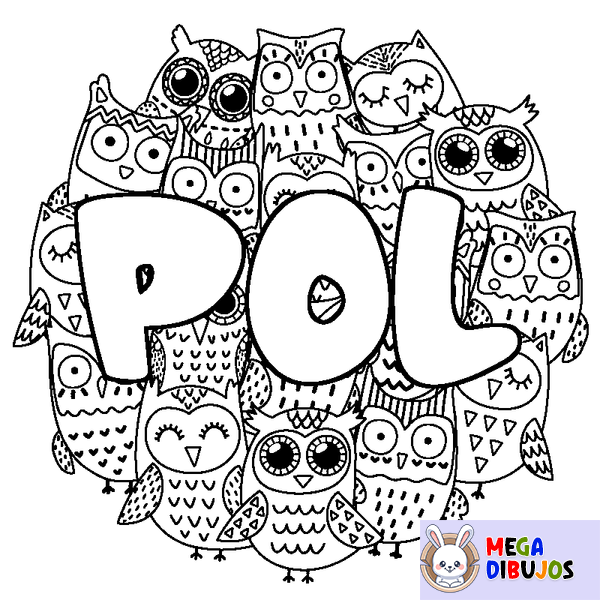 Coloraci&oacute;n del nombre POL - decorado b&uacute;hos
