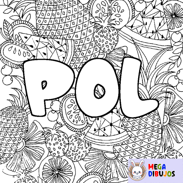 Coloraci&oacute;n del nombre POL - decorado mandala de frutas