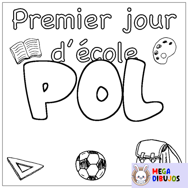 Coloraci&oacute;n del nombre POL - decorado primer d&iacute;a de escuela
