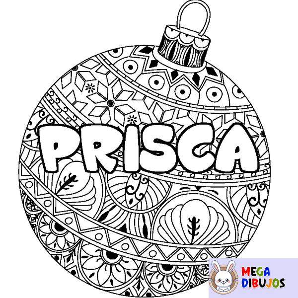 Coloraci&oacute;n del nombre PRISCA - decorado bola de Navidad