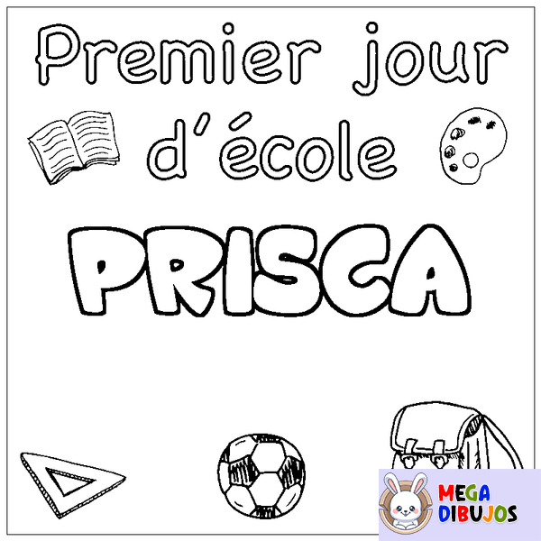 Coloraci&oacute;n del nombre PRISCA - decorado primer d&iacute;a de escuela