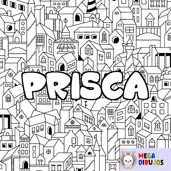 Coloraci&oacute;n del nombre PRISCA - decorado ciudad