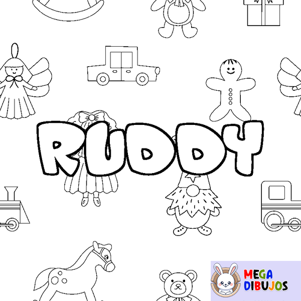 Coloraci&oacute;n del nombre RUDDY - decorado juguetes