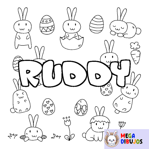 Coloraci&oacute;n del nombre RUDDY - decorado Pascua