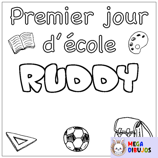 Coloraci&oacute;n del nombre RUDDY - decorado primer d&iacute;a de escuela