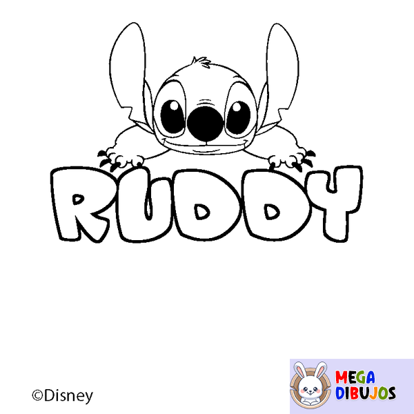 Coloraci&oacute;n del nombre RUDDY - decorado Stitch