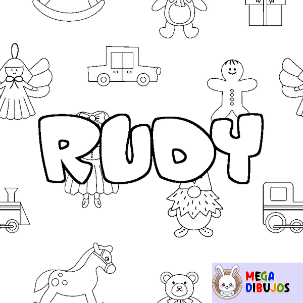 Coloraci&oacute;n del nombre RUDY - decorado juguetes