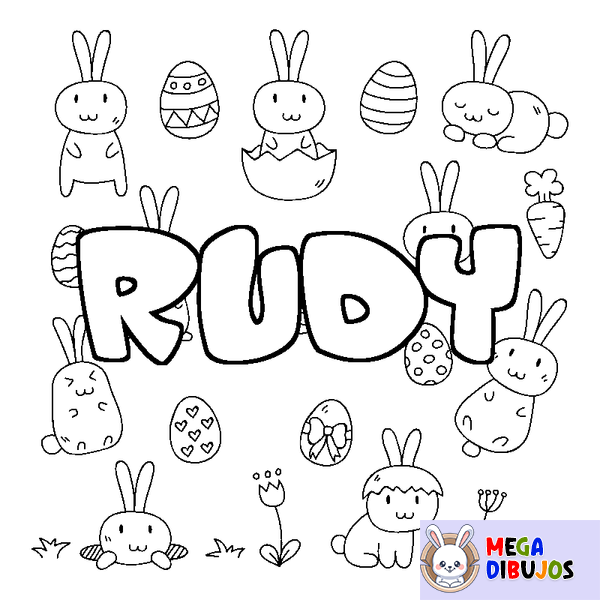Coloraci&oacute;n del nombre RUDY - decorado Pascua
