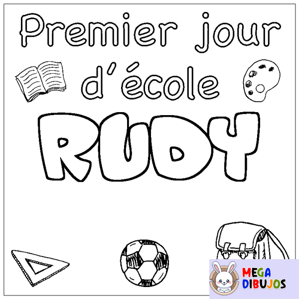 Coloraci&oacute;n del nombre RUDY - decorado primer d&iacute;a de escuela