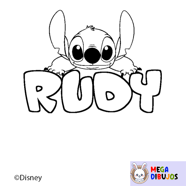 Coloraci&oacute;n del nombre RUDY - decorado Stitch