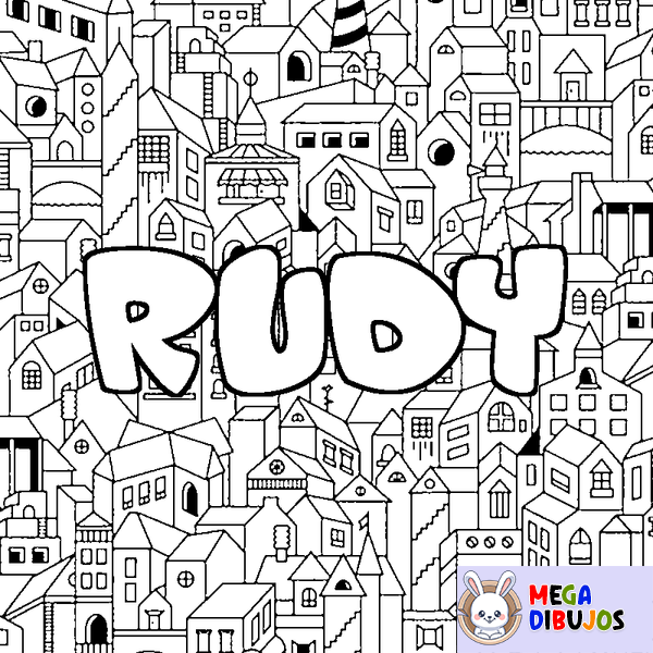 Coloraci&oacute;n del nombre RUDY - decorado ciudad
