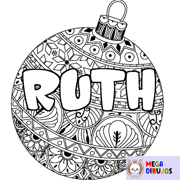 Coloraci&oacute;n del nombre RUTH - decorado bola de Navidad