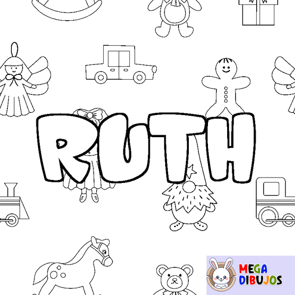 Coloraci&oacute;n del nombre RUTH - decorado juguetes