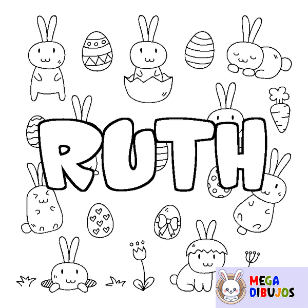 Coloraci&oacute;n del nombre RUTH - decorado Pascua