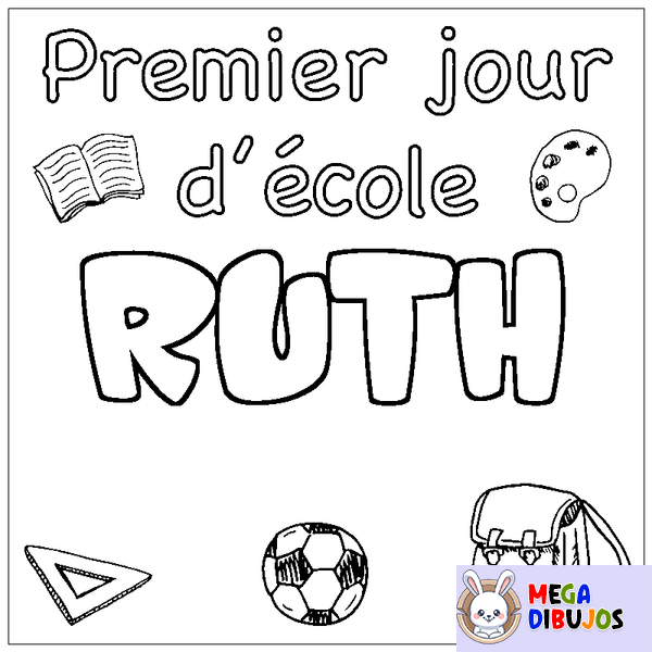 Coloraci&oacute;n del nombre RUTH - decorado primer d&iacute;a de escuela