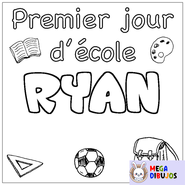 Coloraci&oacute;n del nombre RYAN - decorado primer d&iacute;a de escuela