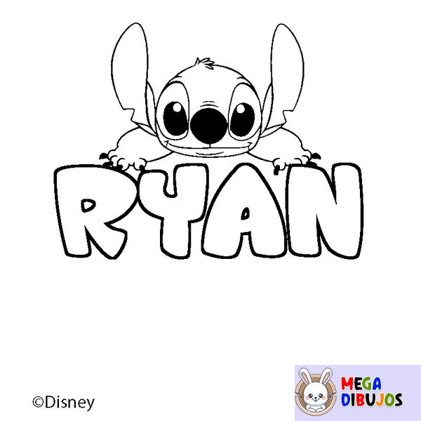 Coloraci&oacute;n del nombre RYAN - decorado Stitch