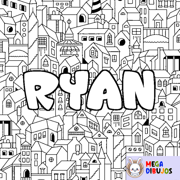 Coloraci&oacute;n del nombre RYAN - decorado ciudad