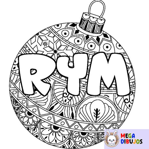 Coloraci&oacute;n del nombre RYM - decorado bola de Navidad