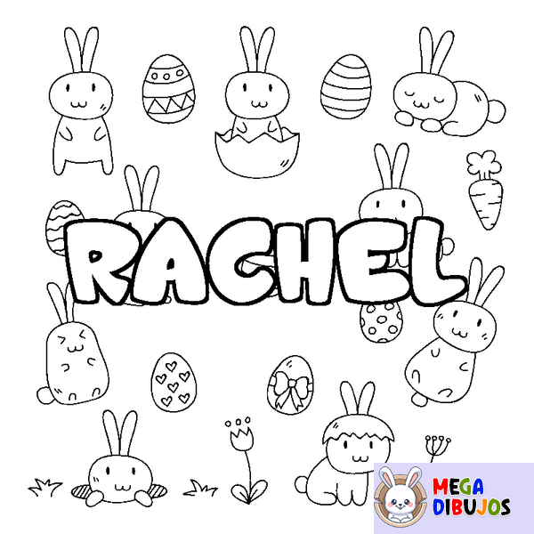 Coloraci&oacute;n del nombre RACHEL - decorado Pascua
