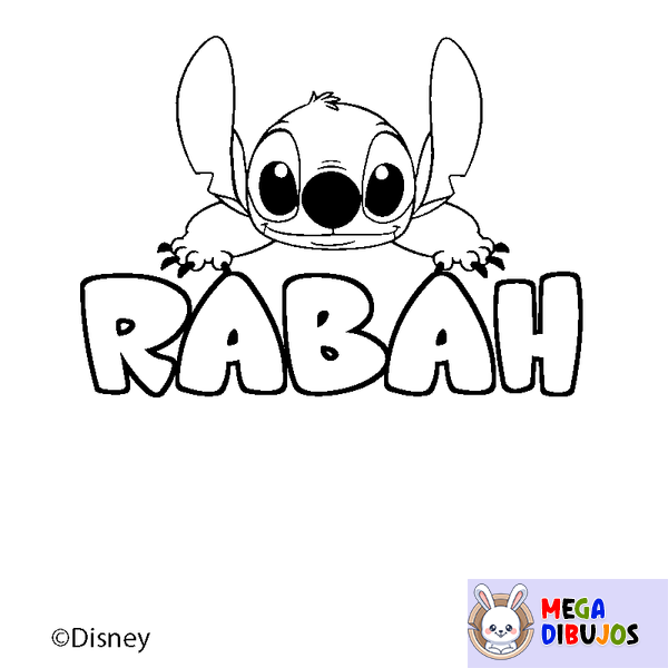 Coloraci&oacute;n del nombre RABAH - decorado Stitch