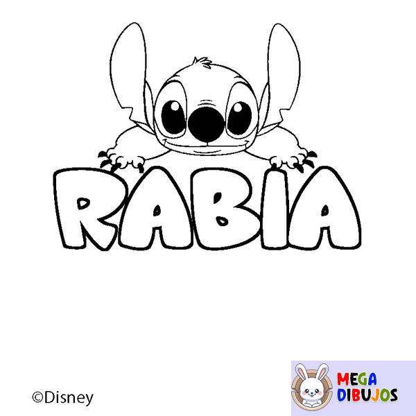 Coloraci&oacute;n del nombre RABIA - decorado Stitch