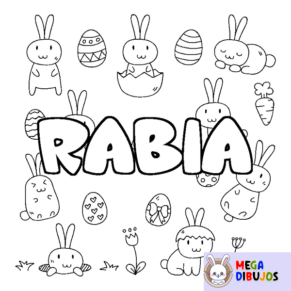 Coloraci&oacute;n del nombre RABIA - decorado Pascua