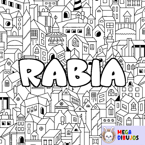 Coloraci&oacute;n del nombre RABIA - decorado ciudad