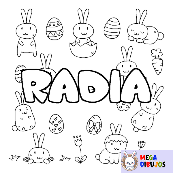 Coloraci&oacute;n del nombre RADIA - decorado Pascua