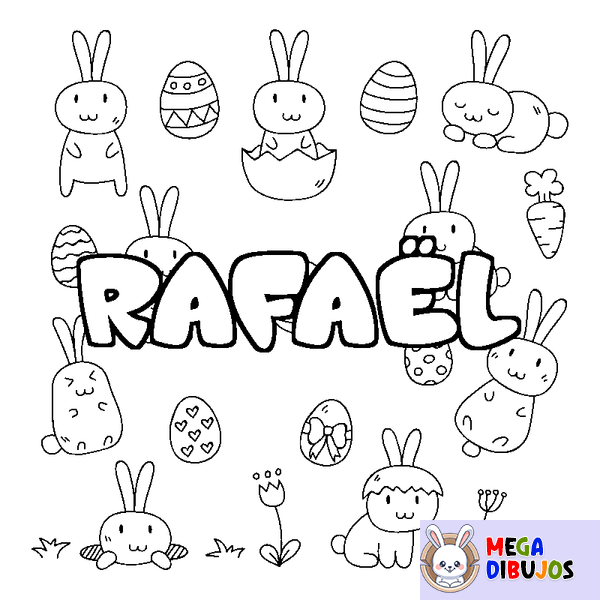 Coloraci&oacute;n del nombre RAFA&Euml;L - decorado Pascua