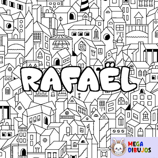 Coloraci&oacute;n del nombre RAFA&Euml;L - decorado ciudad