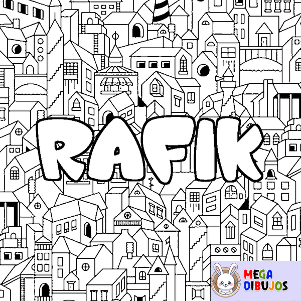 Coloraci&oacute;n del nombre RAFIK - decorado ciudad