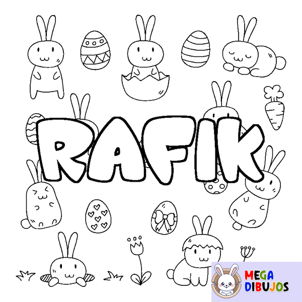 Coloraci&oacute;n del nombre RAFIK - decorado Pascua