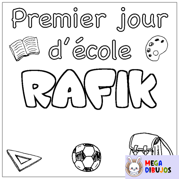 Coloraci&oacute;n del nombre RAFIK - decorado primer d&iacute;a de escuela