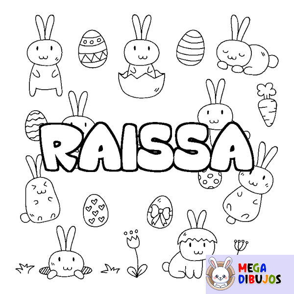 Coloraci&oacute;n del nombre RAISSA - decorado Pascua