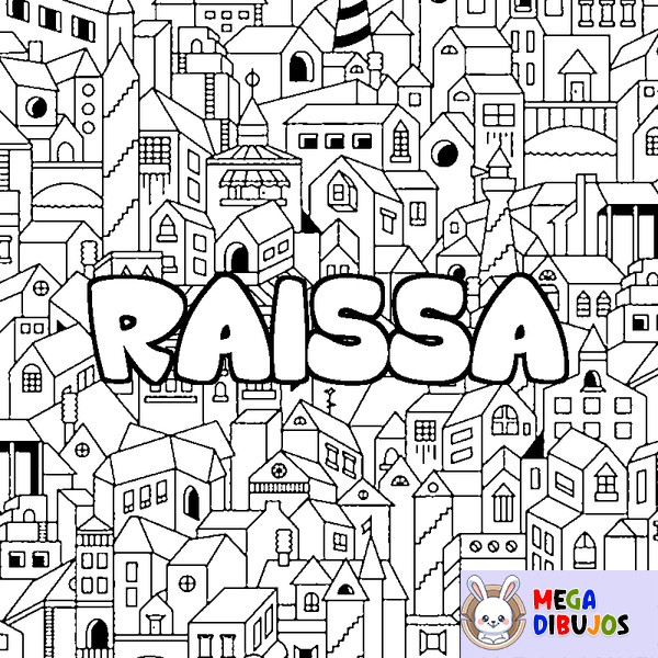 Coloraci&oacute;n del nombre RAISSA - decorado ciudad